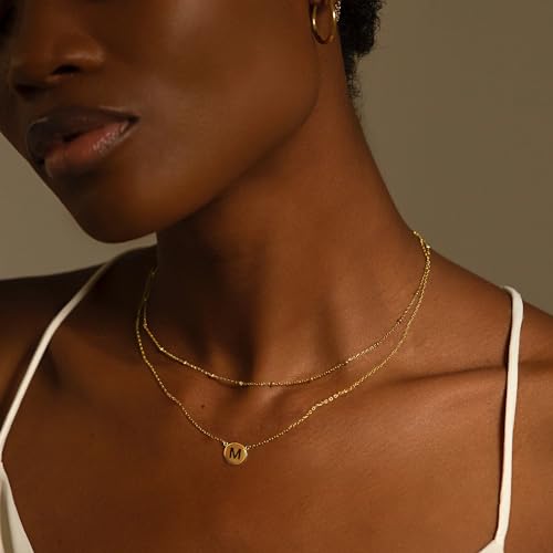 Initial Necklaces for Women 14k Gold Plated Dainty Layered Letter Necklaces Tiny Cute Initial Layering Pendant Choker Simple Trendy Personalized Letter Name Necklaces Jewelry Gift for Women2