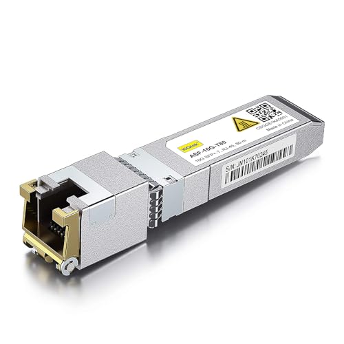 10Gtek 10GBase-T SFP+モジュール, 10G-T, 10Gカッパー, RJ-45 SFP+ CAT.6a, 80m, 光トランシーバ, Cisco SFP-10G-T-S、Meraki、Netgear、Ubiquiti UF-RJ45-10G、Mikrotik、D-Link、Supermicro、TP-Linkなど互換のサムネイル