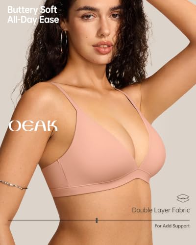 Image of OEAK Women Triangle Unlined Bra Wireless Pull On Plunge Bras