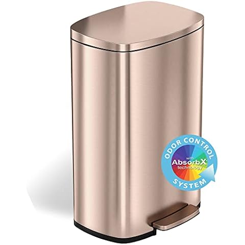 iTouchless PasoSuave Cubo de Basura 50 L Acero Inoxidable Oro Rosa Cover