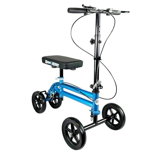 KneeRover Economy Knee Scooter Steerable Knee Walker Crutch Alternative with Dual Braking System in Metallic Blue