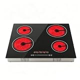 4-Burner Electric Cooktop, 23 Inch Electric Stovetop 3000W, Black