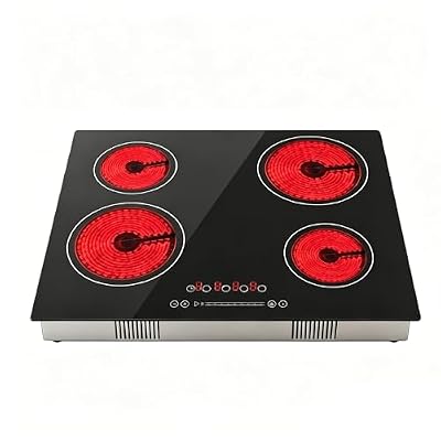 4-Burner Electric Cooktop, 23 Inch Electric Stovetop 3000W, Black