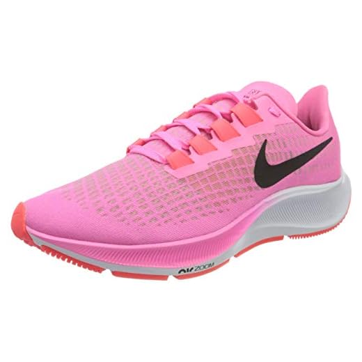 NIKE Air Zoom Pegasus 37, Zapatillas para Correr de Carretera Mujer, Pink Glow/Black/Platinum Viole, 37.5 EU