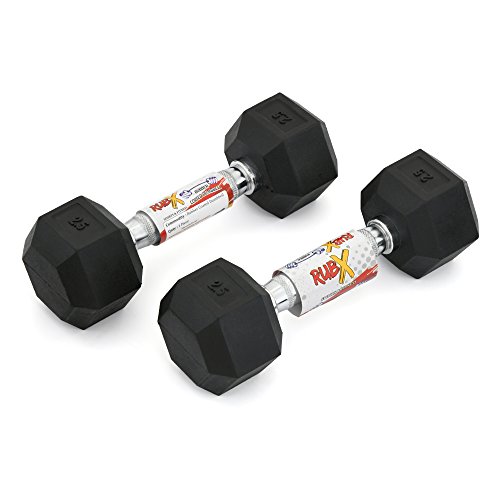 Image of RUBX Rubber Coated Hex Dumbbell 2kg Pack of Two (Black)