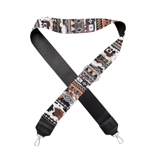 Image of Coldinair Aztec Geometric Cow Print Purse Straps Replacement Wide Crossbody Bag Strap Adjustable Wide Guitar Straps for Handbags Luggage Strap