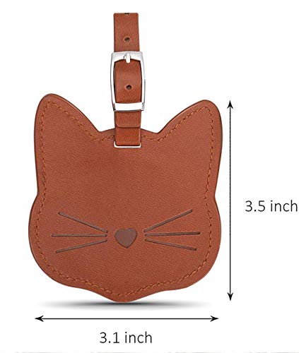 Luggage Tags,PU Leather Luggage Name Tag Concise Cat ID Label Travel Suitcase Backpack Tags for Women Men 2 Pack3