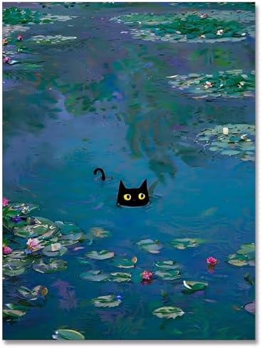 Amazon.com: Black Cat Wall Art Monet Canvas Prints Vintage Famous Oil ...