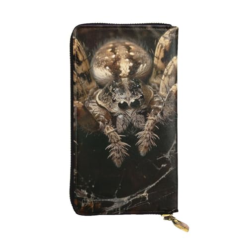 Scary Spider Printed Long Wallet for Women Men Cute PU Leather Wallet with Coin Purse and Credit Card Holder