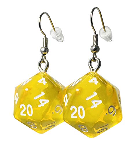 d20 Dice Earrings Translucent (Yellow)
