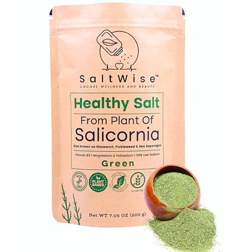Sal Verde Saltwise: 50% Menos De Sodio, Sustituto De Sal Vegetal, 100% Salicornia Deshidratada, Umami Natural, Sin Aditivos (200 Gram)