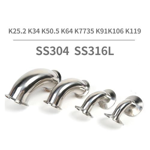 Codo de triple abrazadera de 90 grados accesorio de tubería de acero inoxidable K119xOD108 4