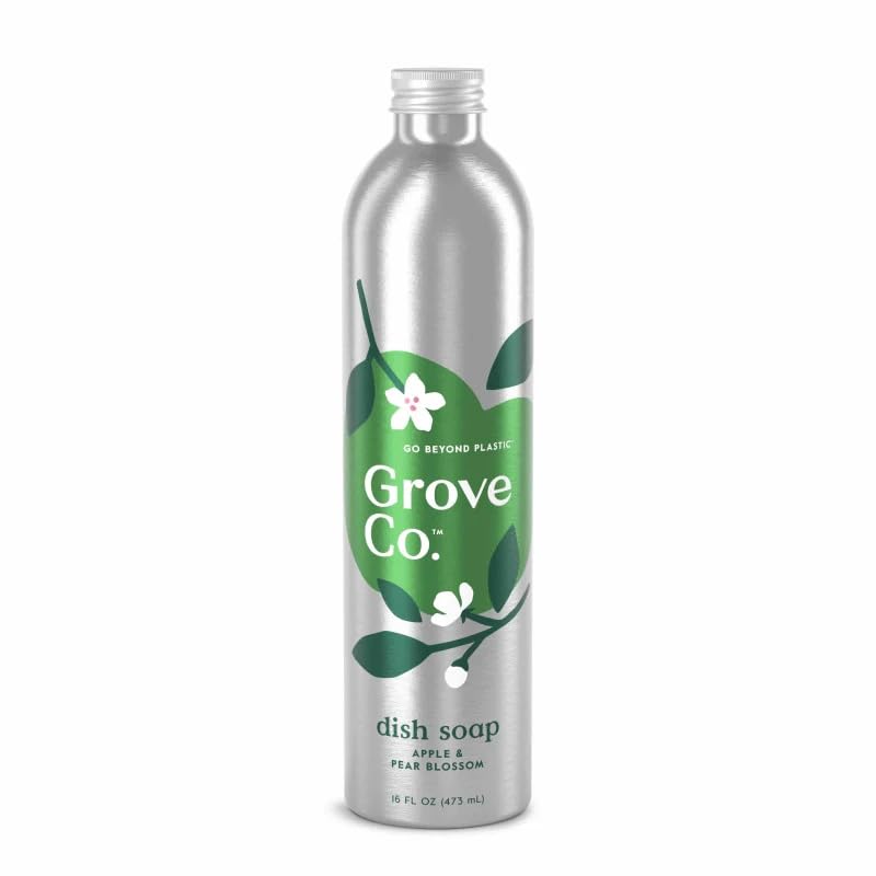 Image of Grove Co. Ultimate Dish Soap Refills 16 Fl Oz Removes 48-hr Stuck-on Food and Grease, Plastic Free Cleaning Products, 100% Natural Lavender Blossom & Thyme Fragrance