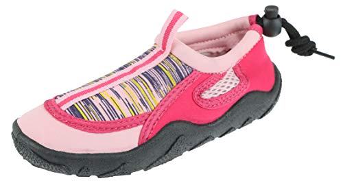 Capelli New York Girls Aqua Shoes with Striped Ribbon Bright Pink2