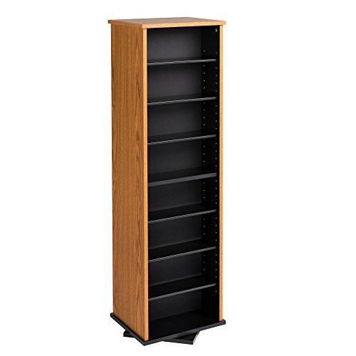 Image of Prepac 2 Revolving Display Cabinet Media Storage, Two-Sided Spinning Tower, Black