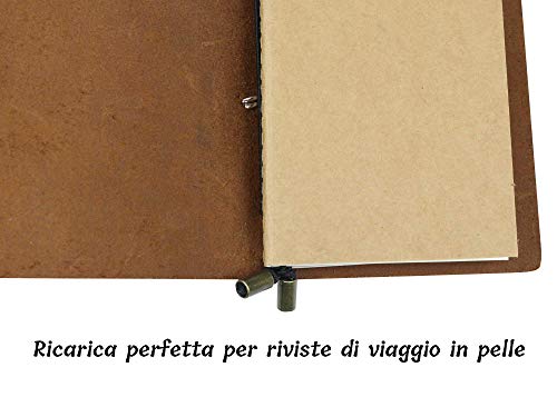 Wanderings Reisetagebuch Einsätze Regular - 21cm x 11cm - Kariertes Papier - 3er Set - Skizzenbuch Einsätze Für Nachfüllbare Notiz- Und Skizzenbücher Aus Leder, Tagebücher Oder Planer