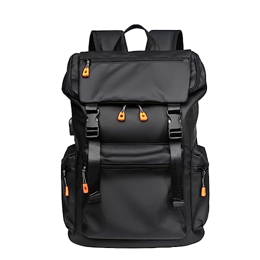 Mochila masculina moderna e elegante, design touchscreen multifuncional, adequada para telefones celulares, laptops e outros itens, estrutura de várias camadas para organização (Preto)