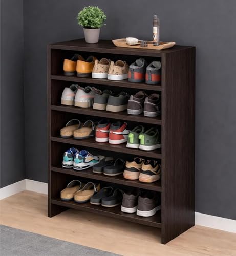 Image of Enigmatic Woodworks Wooden Shoe Rack for Home, Shoes Chappal Slippers Organizer Stand, Small Shoerack Organiser DIY (Do it Yourself) (SR-6T Wenge)