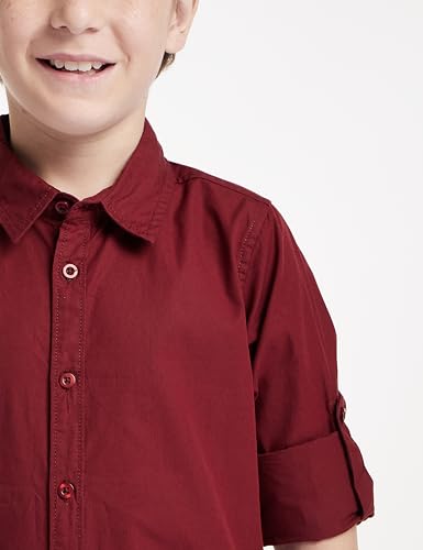 Image of Amazon Brand - Symbol Boys 100% Cotton Solid Casual Shirt | Full Sleeves | Regular Fit | Age 2-14 Years