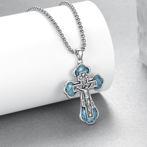 Orthodox Cross Necklace 925 Sterling Sliver Jesus Cross Necklace Christian Jewelry Gifts for Men2