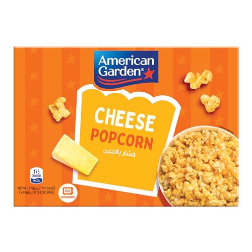 American Garden Microwave Cheese Popcorn, Gluten-Free, 273g (3 Bags of 91g)