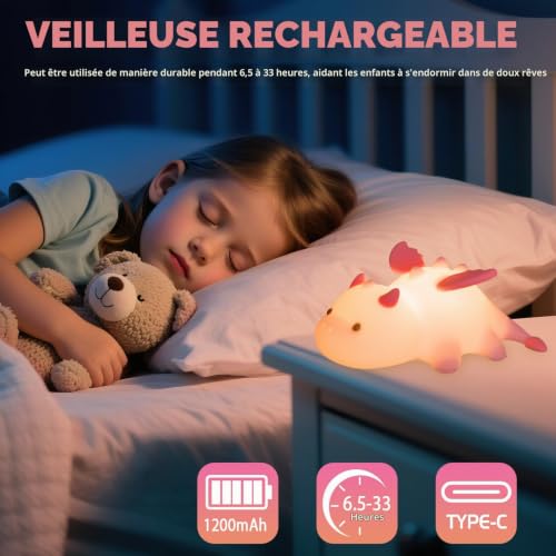 Drepint Veilleuse LED pour Enfants, Veilleuse Bébé Silicone Souple – vue 5