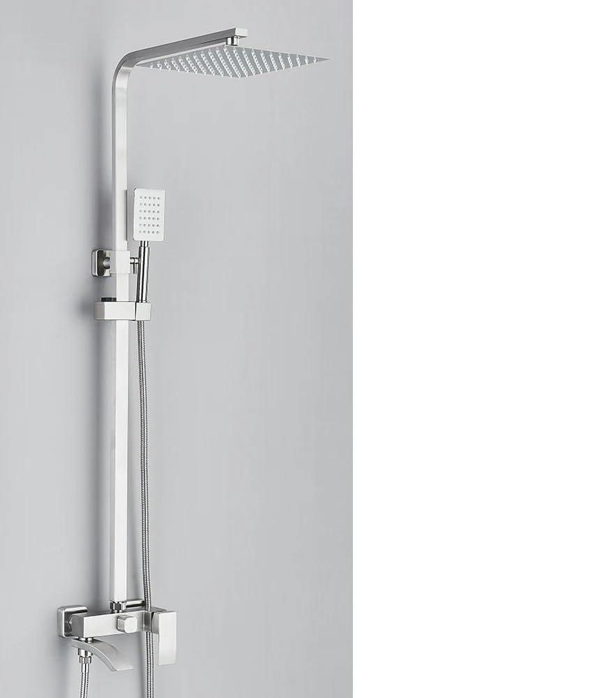 Ensemble de douche pluie noir mat avec mitigeur et bec rotatif en acier