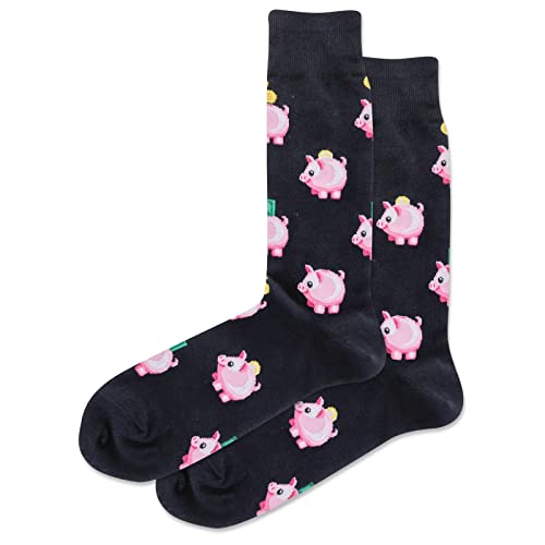 Men's Piggy Bank Crew Socks Black