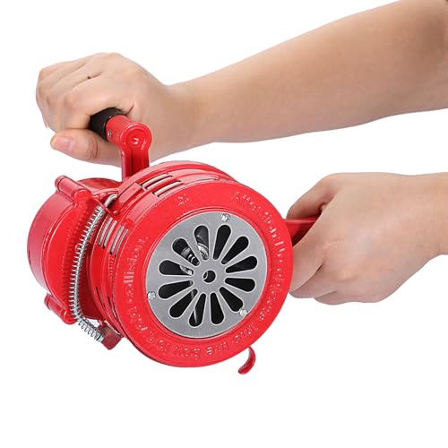 Sumnacon Hand Crank Siren Manual Operated Air Raid Siren with Foldable Handle for Sporting Events Emergency Sturdy Waterproof Aluminum Alloy Tornado Sirens Portable Loud Volume Emergency Sirens Red