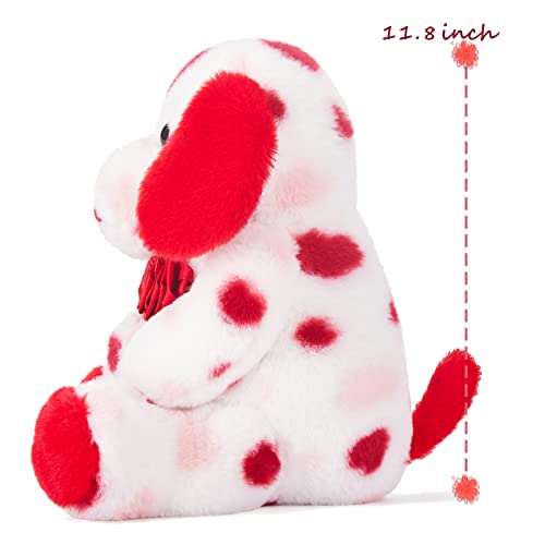Ikasa Dog Stuffed Animal Love Plush Toy With Hearts For Valentine Day,Cute 11.8" Puppy Plushie With Flower Soft Small Cuddly Toy,Valentine’s Day Gifts For Girlfriend Boyfriend Her Girls Boys (Dog) #TOP3