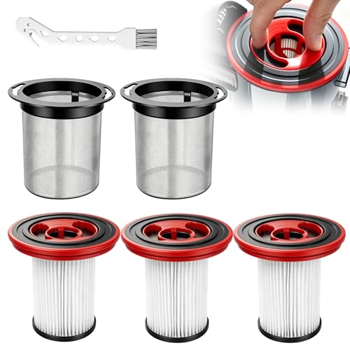 5 Stück Ersatzfilter Filter für Bosch Unlimited Serie 7 Akku-Staubsauger 12040193 BKS711XXL BBS711W BBS712A BCS711GB BKS711MALL HEPA-Filter Zubehör mit 2 Edelstahl-Vorfilter und 1 Reinigungsbürste