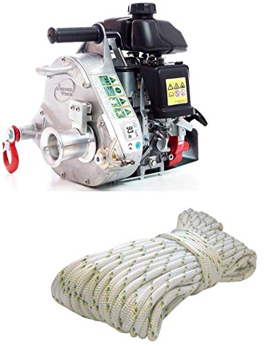 Portable Winch PCW5000 Gas-Powered Capstan Pulling Winch with PCA-1213M Double-Braided Polyester Rope (Bundle, 2 Items)