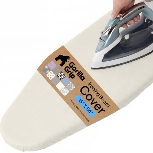 Image of Gorilla Grip Reflective Silicone Ironing Board Cover, 15x54, Fits Large and Standard Boards, Pads Resist Scorching and Staining, Elastic Edge, Thick Padding, No Fasteners Needed, Linen