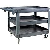 Ironton 500-Lb. Capacity 3 Tray Utility Cart, Maintenance-Free Structural Foam Construction Cargo Pushcart, Scratch Resistant, Easy to Clean Service Cart, 46 3/5in.W x 25 2/5in.D x 32 7/10in.H