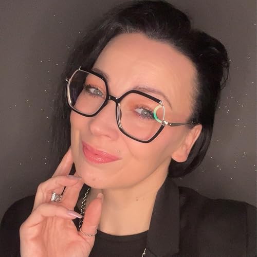 Image of Zeelool Square Glasses Frames for Women Oversized Black Fake Eyeglasses With Clear Lens Fashion Lightweight Full Eyewear Glasses Alexia JGX883711-01