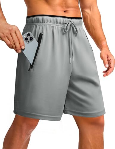 PINSPARK Men's 7" Mesh Quick Dry Athletic Running Shorts w/ Zipper Pockets - image 1