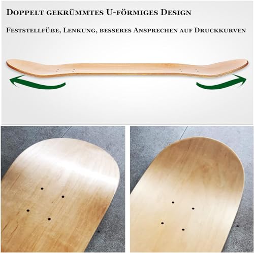 ybaymy 2 Blank Skateboard-Decks, 7-lagiges Ahorn-Skateboard-Deck Natürliches Skateboard-Deck Für persönliche Kunst, Graffiti, Malerei, usw. Doppelkonkaves Skateboard 79x20cm