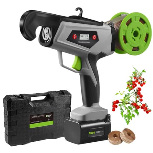 macchina legatrice elettrica con 2 batterie, strumento semi-automatico per legatura viti con 6 ingranaggi regolabili e display led, capacità 25mm, legatore di rami per vigneto, uva e pomodori