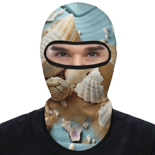 Máscara facial de pasamontaña con temática de playa y conchas marinas para hombres y mujeres, protección solar, transpirable, cubre todo el head para senderismo, ciclismo, running y conducción miniatura 1