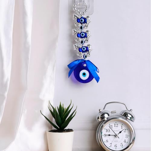 Image of 3 Horse Evil Eye Wall Hanging Decoration for Positive Energy & Protection | Aesthetic Home Decor | Nazar Battu for Home Entrance & Car Dashboard Decor | Ideal for Spiritual Gifting & Wall Decor