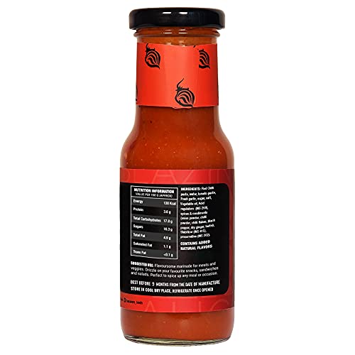 Habanero Chilli Garlic Hot Sauce l 200 G | Gluten Free |Vegan and Natural Ingredients l Made with Fresh Chillies and Garlic | Red chilli sauce or green chilli sauce replacement