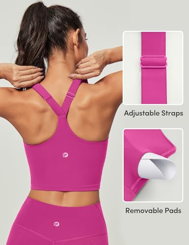 Image of IUGA Buttery Adjustable Workout Tank Tops Woman with Built in Bra Y Back Longline Sports Bra Athletic V-Neck Crop Tops