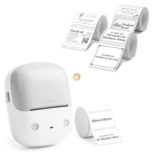 Image of NIIMBOT B2 Label Maker(Gray White) Machine with 4 Rolls Label Tape for Home Kitchen Office Organization