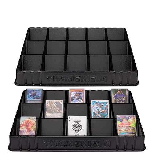 TitanShield Stackable Heavy Duty Card Sorting Tray | Compatible with Pokemon Baseball Magic The Gathering MTG TCG Trading Cards | (Two Trays)