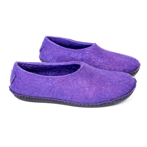 Women's Handmade Felted Wool Home Shoes with Leather or Rubber Soles4