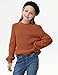 MACNOORA Girls Crewneck Knit Pullover Sweaters Long Lantern Sleeve Oversized Knit Cute Jumper Tops Orange