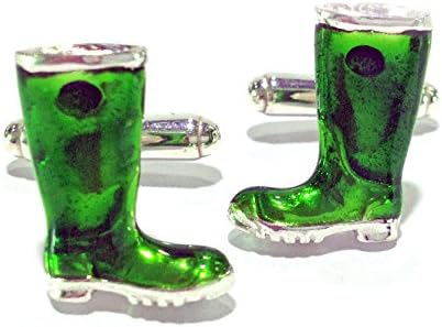 Sterling Silver and Enamel Wellington Boot Cufflinks