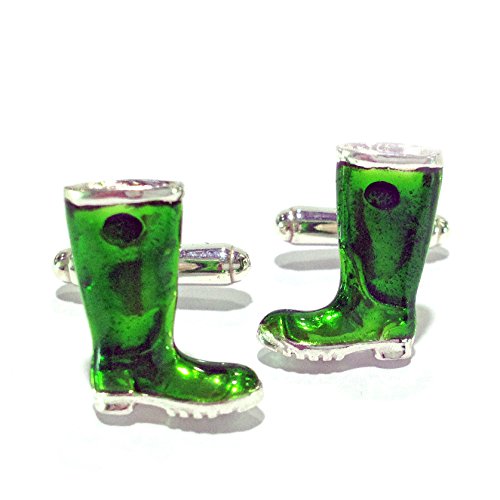 Sterling Silver and Enamel Wellington Boot Cufflinks