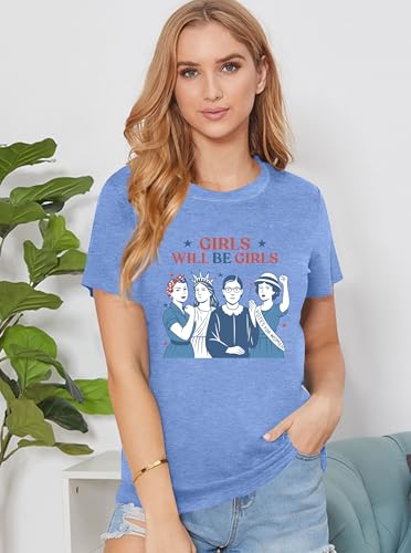Image of Ithalt Feminist Shirt for Women RBG Graphic T-Shirt Patriotic 4th of July Tees Inspirational Quote Tops