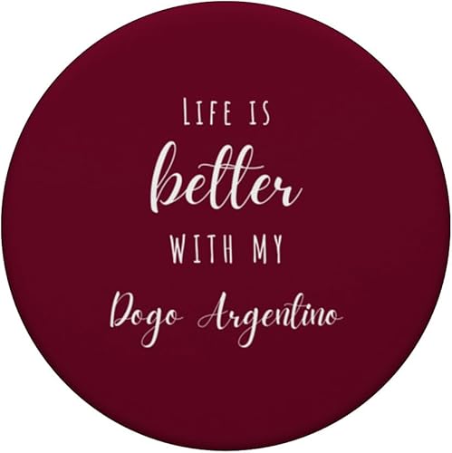 Miniatura 3 de La vida es mejor con mi perro argentino Dogo mamá sorpresa PopSockets intercambiables PopGrip